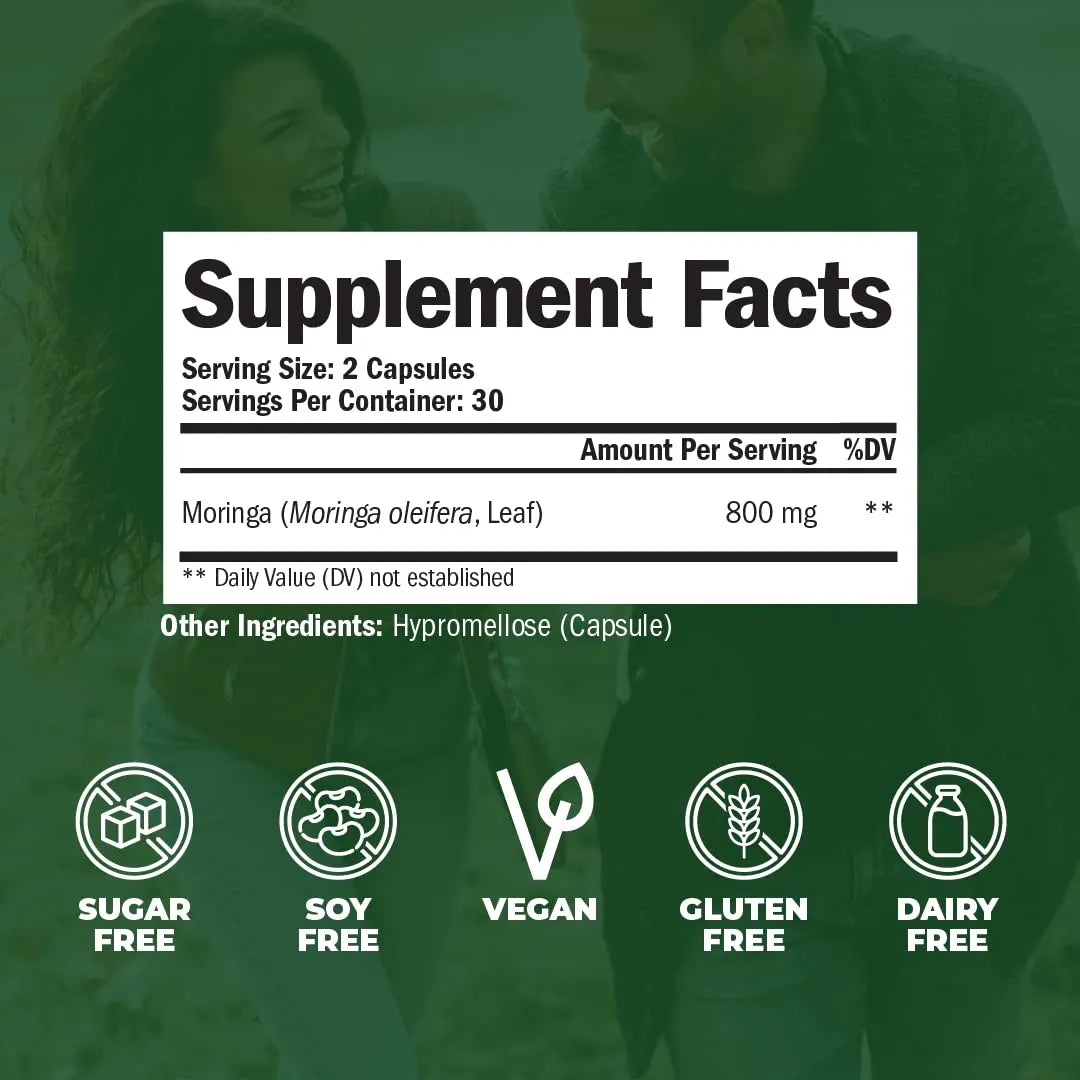 Capsulas De Moringa Pura 800 Mg Energia Metabolismo Antioxidante Vegano