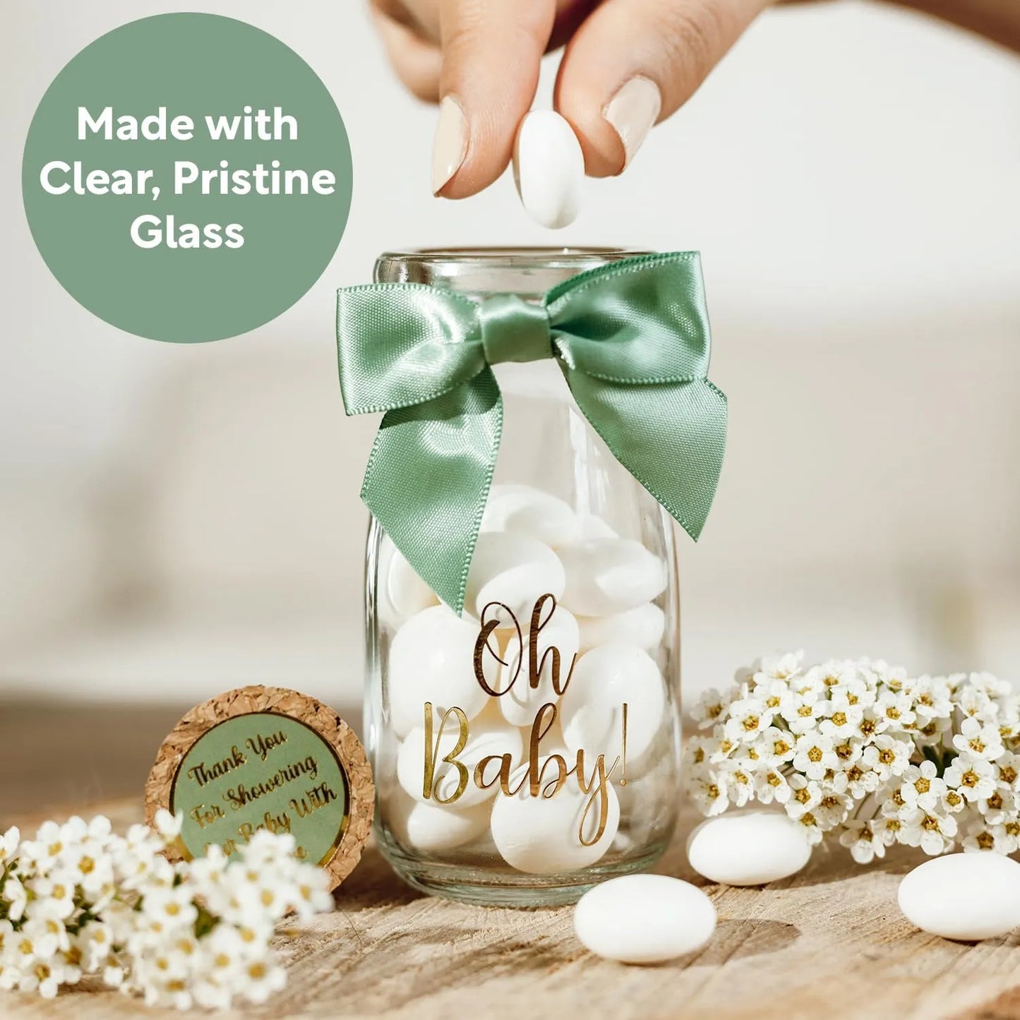 Botellas De Vidrio Para Baby Shower Pack De 24 Con Cintas Y Calcomanías Vintage
