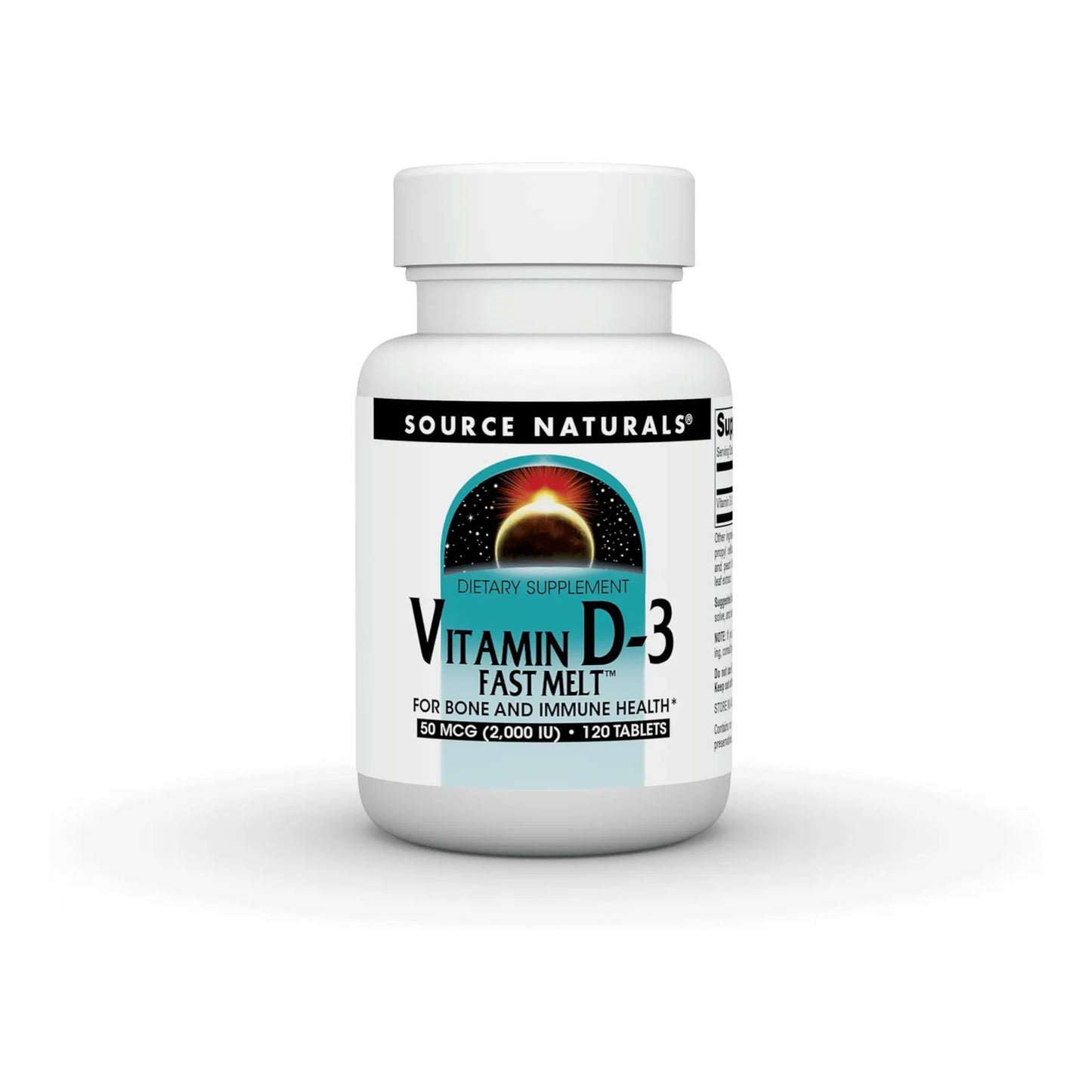 Vitamina D3 2000 IU Sabor Melocotón Cereza Negra 120 Tabletas Fusión Rápida