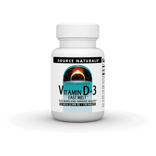 Vitamina D3 2000 IU Sabor Melocotón Cereza Negra 120 Tabletas Fusión Rápida