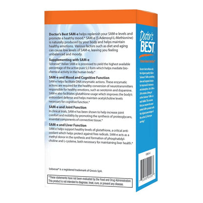 Doctors Best SAMe Suplemento Para Estado De Animo Articulaciones E Higado 60 Capsulas