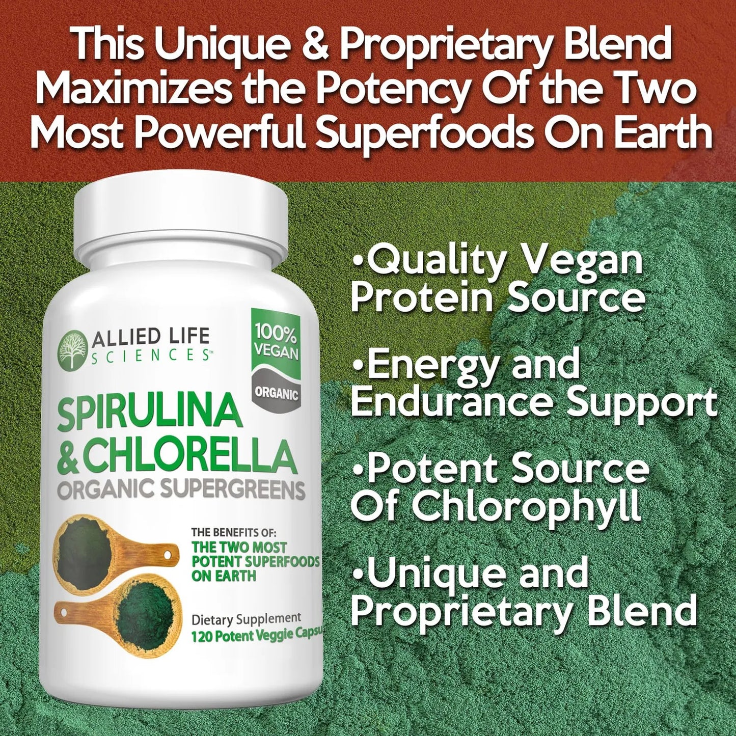 Proteina Vegana De Clorofila Spirulina Y Chlorella Superalimento Verde Desintoxicante