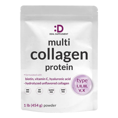 Polvo De Proteína De Colágeno Múltiple Tipo I II III V X Con Biotina Y Ácido Hialurónico Sin Sabor Keto
