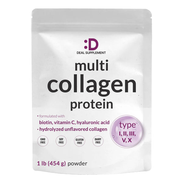 Polvo De Proteína De Colágeno Múltiple Tipo I II III V X Con Biotina Y Ácido Hialurónico Sin Sabor Keto