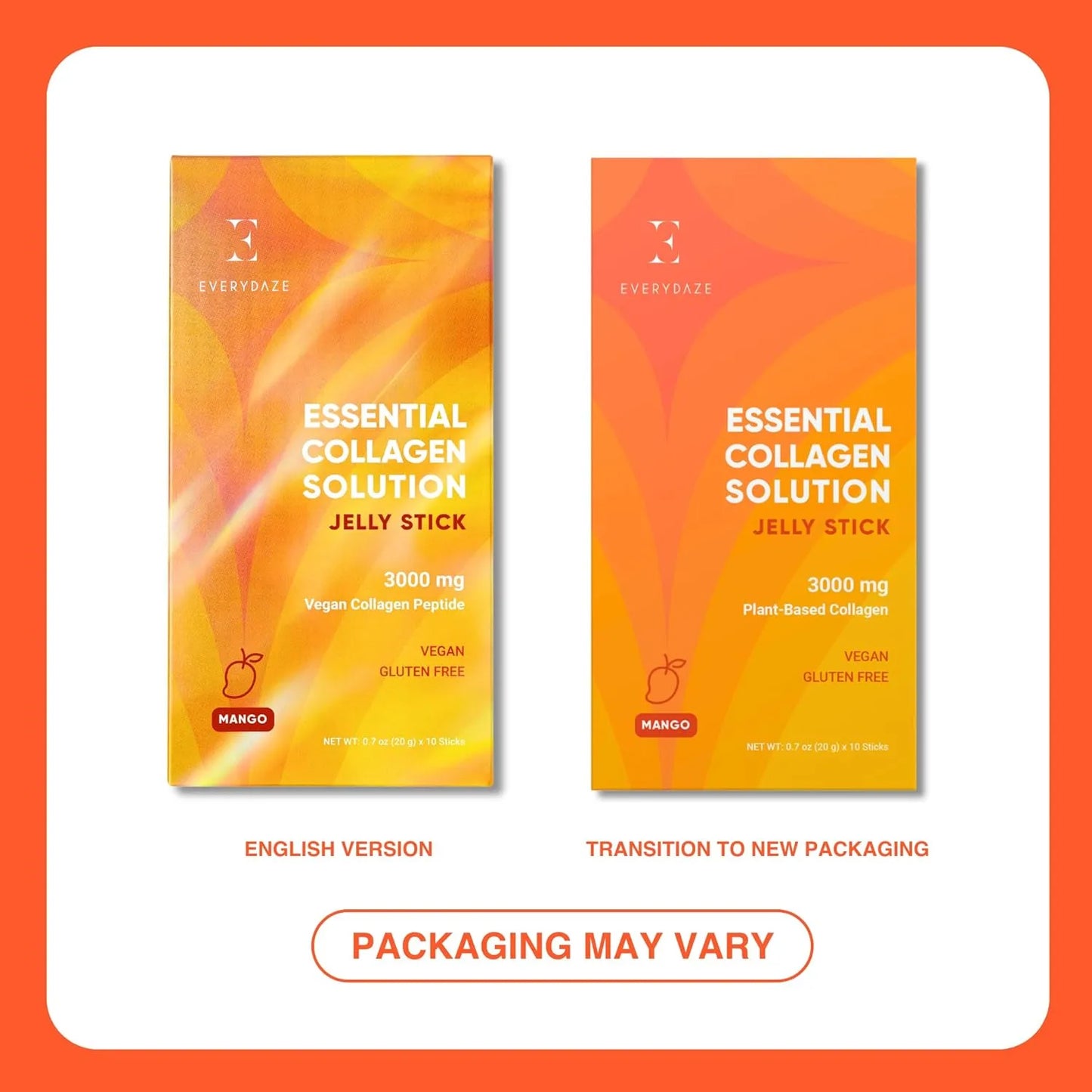 Gel De Colageno Esencial Sabor Mango 10 Paquetes Cabello Piel Uñas