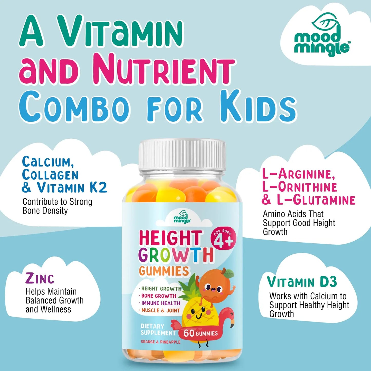 Gomitas De Crecimiento De Altura Para Niños Y Adolescentes Con Vitaminas Esenciales