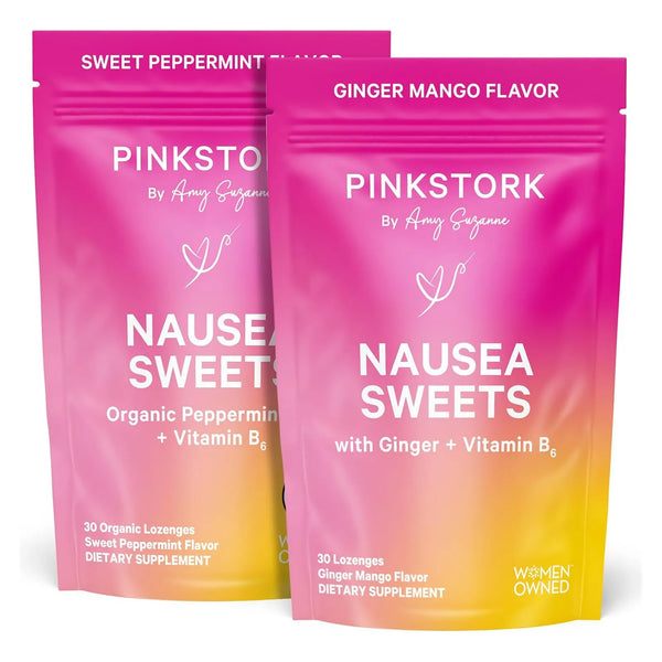 Dulces Orgánicos Para Mareo Matutino Y Por Movimiento Pink Stork Con Vitamina B6 60 Caramelos