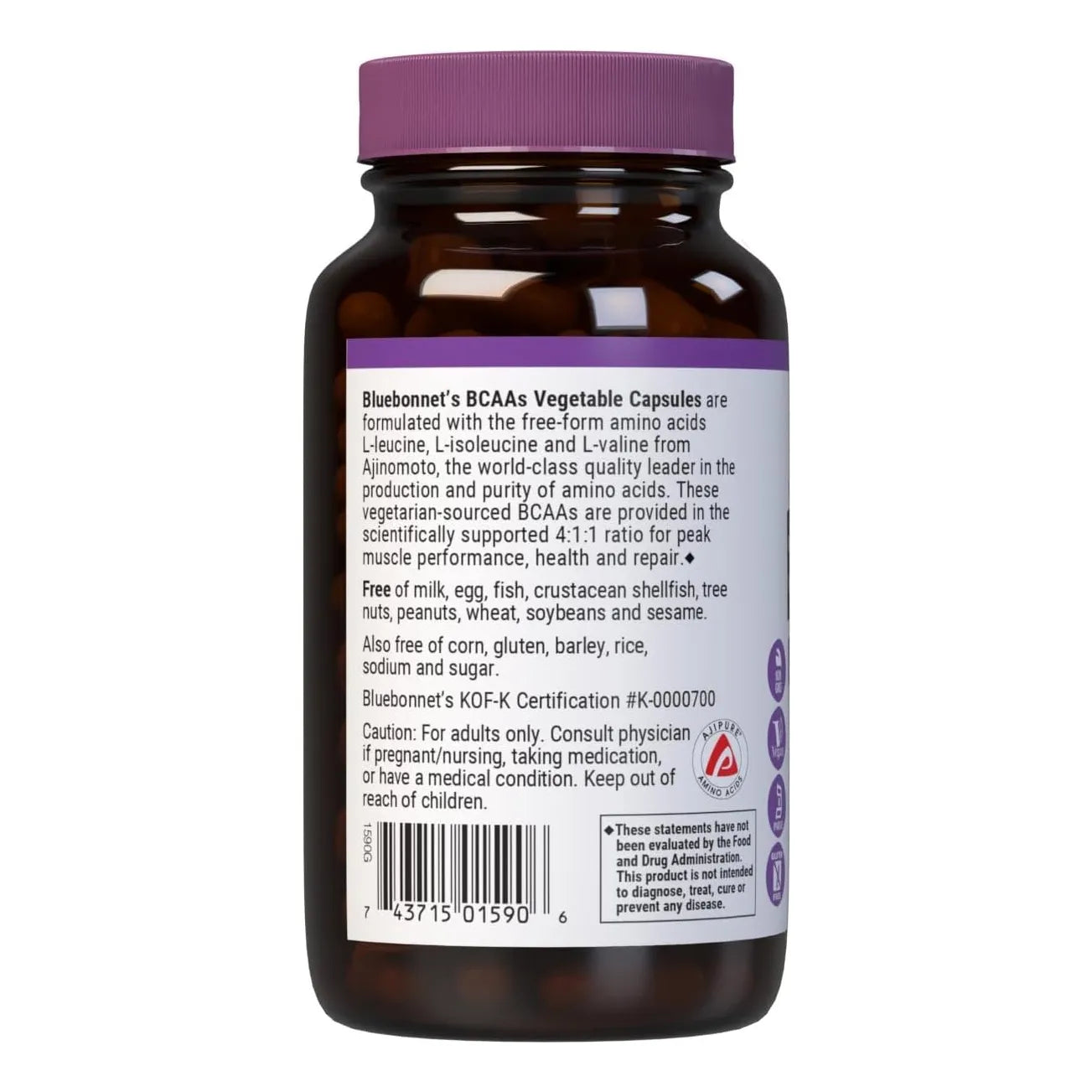 BCAA 4 1 1 Bluebonnet 120 Caps Reparacion Muscular Vegano Sin Gluten
