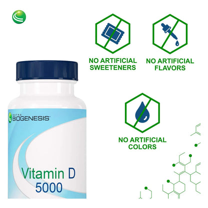 Vitamina D3 5000 UI Cápsulas Blandas Soporte Inmunológico Y Óseo Nutra BioGenesis