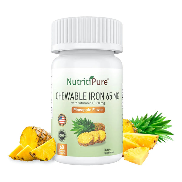 Hierro Masticable Carbonilo 65 Mg Con Vitamina C 180 Mg Tabletas Sabor Piña 60 Unidades