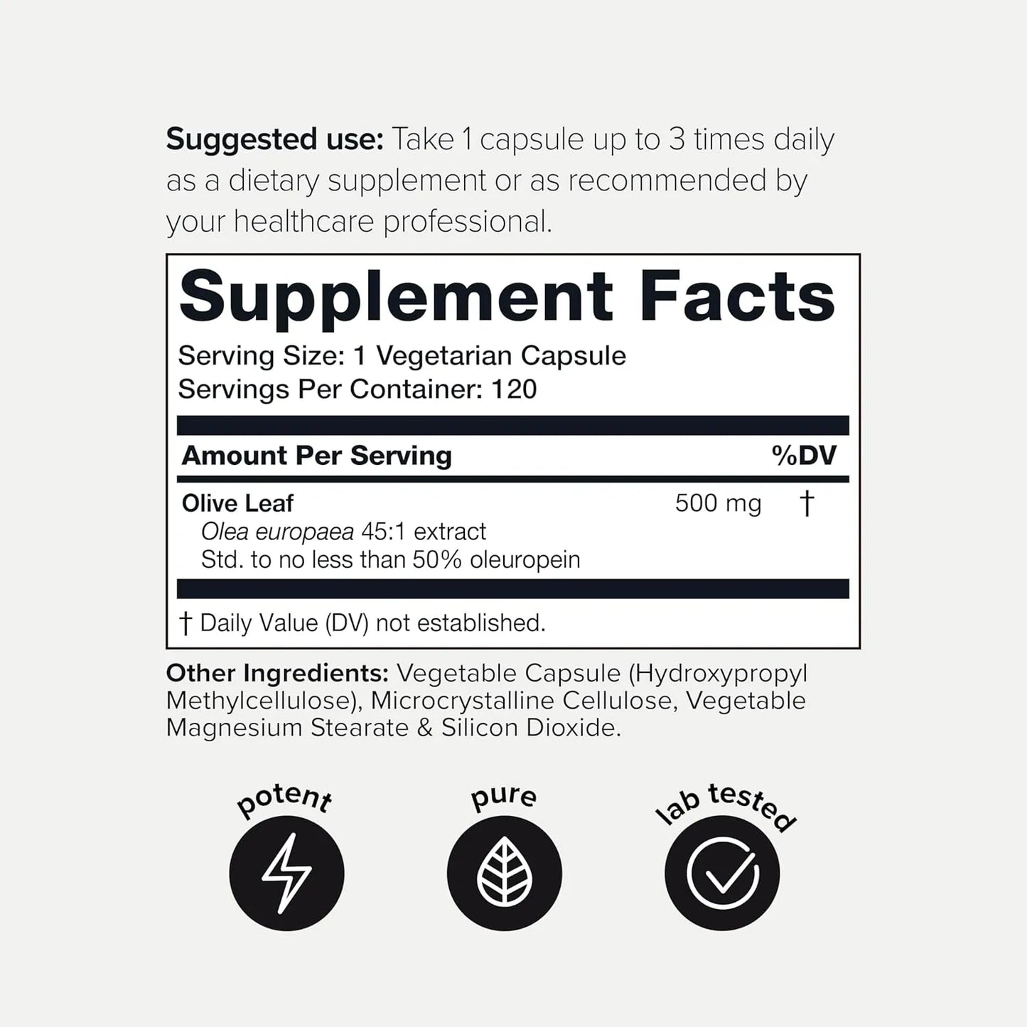 Extracto Hoja De Olivo 22500 Mg 50 Oleuropeina 120 Capsulas Alta Potencia