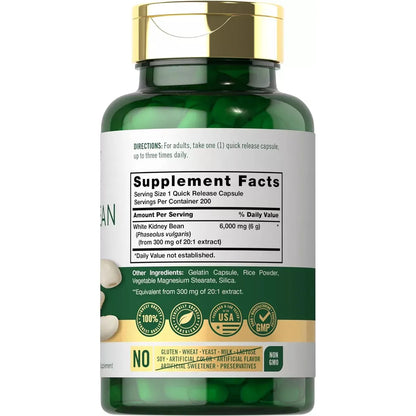 Bloqueador De Carbohidratos Frijol Blanco 6000 Mg 200 Cap - Imagen 2