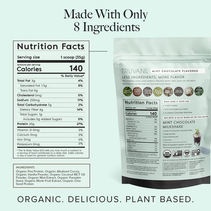 Proteína Vegana De Guisante Chocolate Menta 20 Porciones Orgánica Sin Gluten