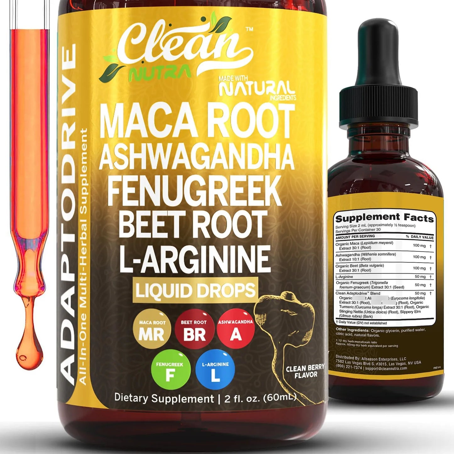 Gotas Líquidas De Maca Orgánica Con Ashwagandha Y L-Arginina Multivitamínico