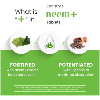 Tabletas De Neem 1100 Mg Con Extracto De Pimienta Larga 60 U Vegano