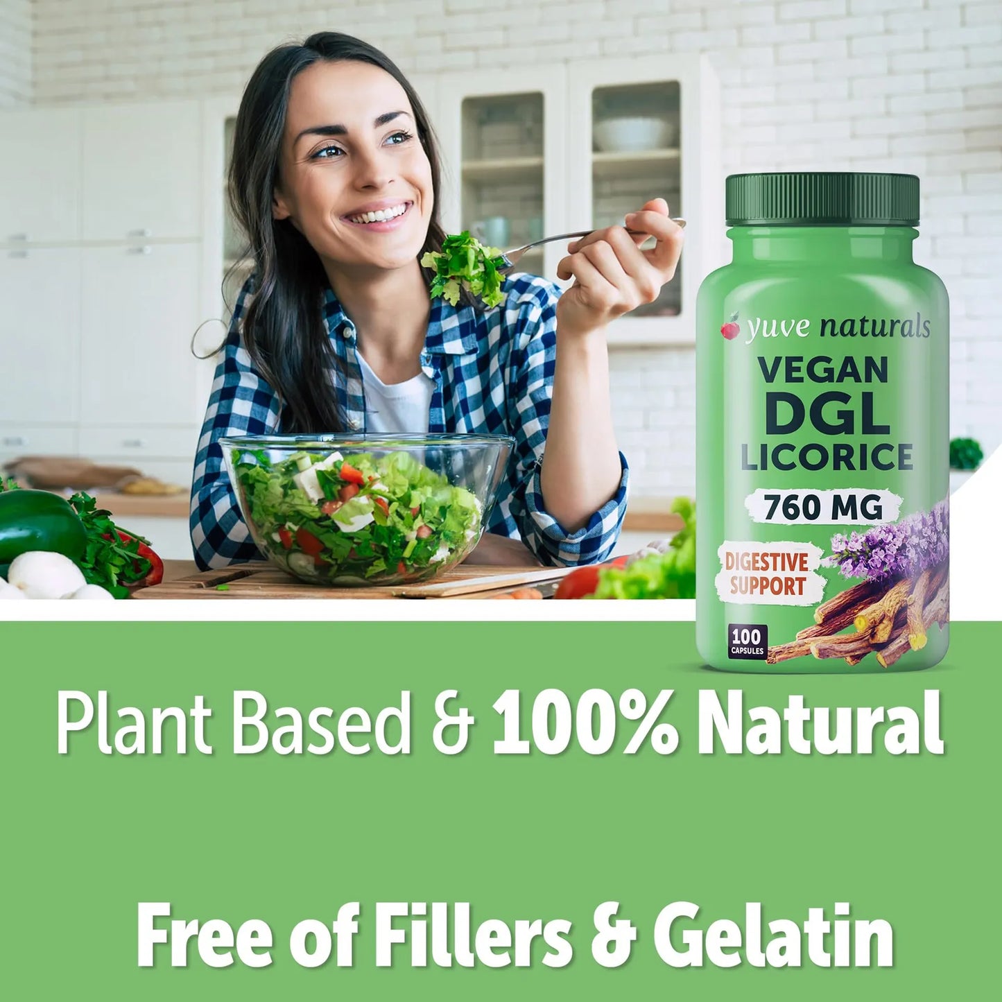 Capsulas De Raiz De Regaliz Dgl 760 Mg Digestión Saludable Vegano Sin Gluten