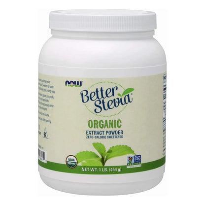 Stevia Organica En Polvo Cero Calorias NOW Foods 1 Lb Edulcorante Natural