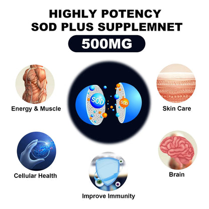 Suplemento Antioxidante SOD Plus 500 Mg Con Glutatión Liposomal Y Resveratrol Para Salud Celular