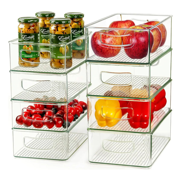 Contenedores Organizadores De Refrigerador Apilables 4 Or 8 Piezas Transparentes