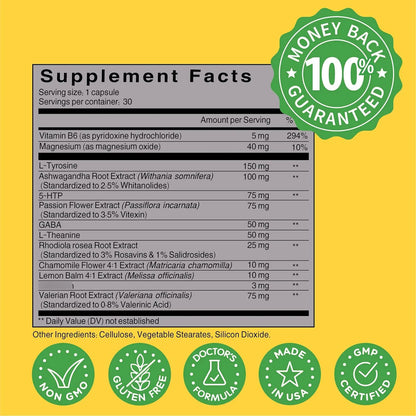 Suplemento Natural Para Estado De Ánimo Con Ashwagandha Y 5 HTP Energía Y Calma