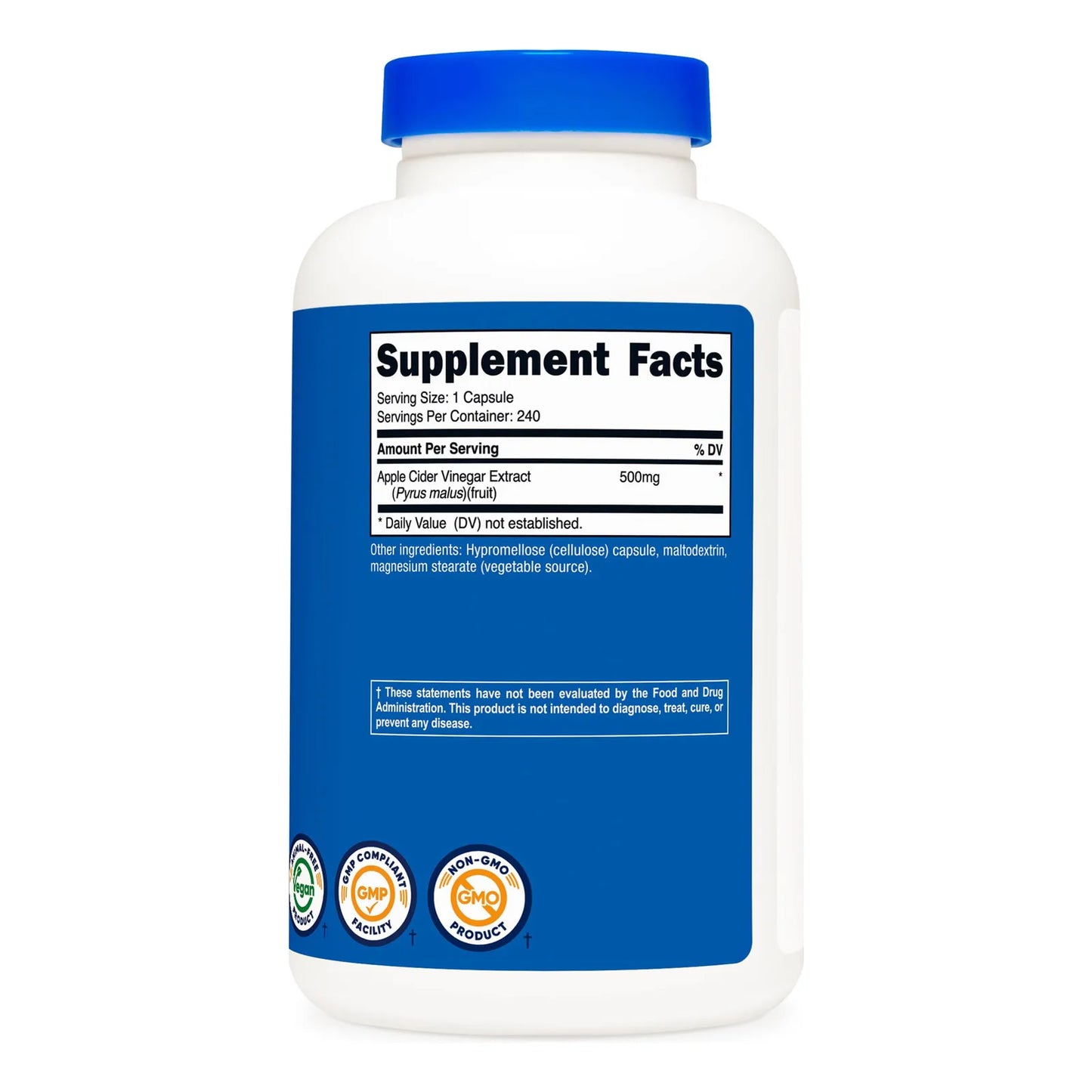 Vinagre De Manzana En Capsulas 240 Unidades 500 Mg Con La Madre