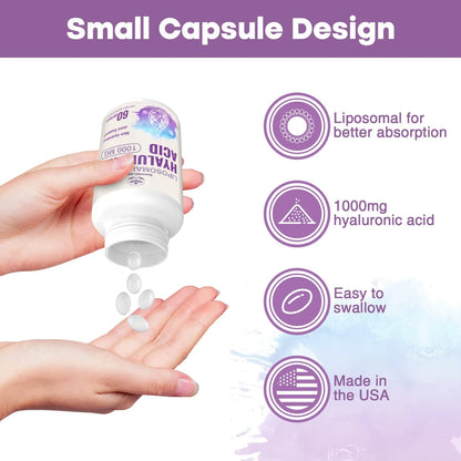 Capsulas Liposomales Acido Hialuronico 1000 Mg Hidratacion Piel Y Articulaciones
