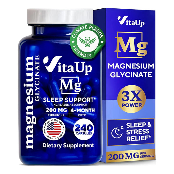 Glicinato De Magnesio 200 Mg Alta Absorción Apoyo Sueño Y Corazón