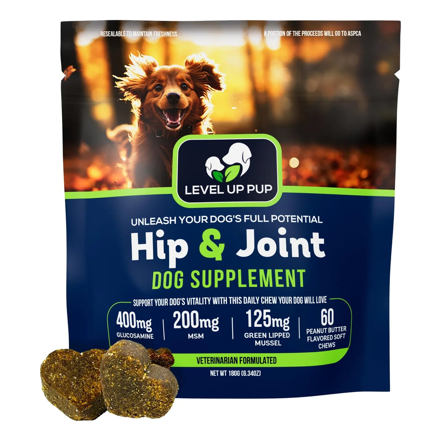 Suplemento Para Perros Cuidado De Caderas Y Articulaciones Sabor Mantequilla De Maní