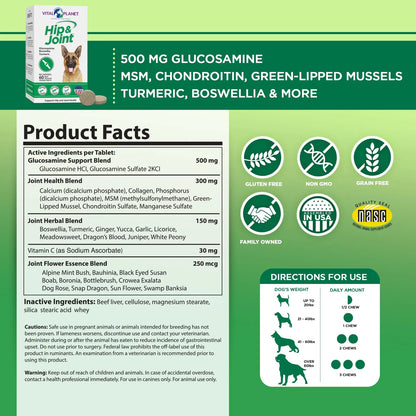 Suplemento Natural Para Articulaciones De Perros Con Glucosamina Y MSM 60 Tabletas