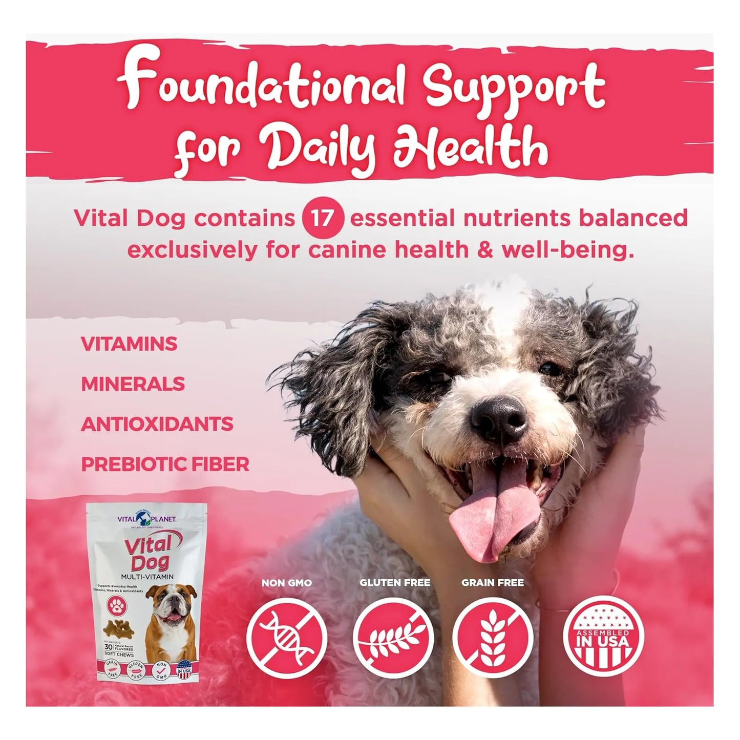 Multivitaminico Vital Dog Masticables Suaves Sabor Tocino 30 Unidades Salud Canina