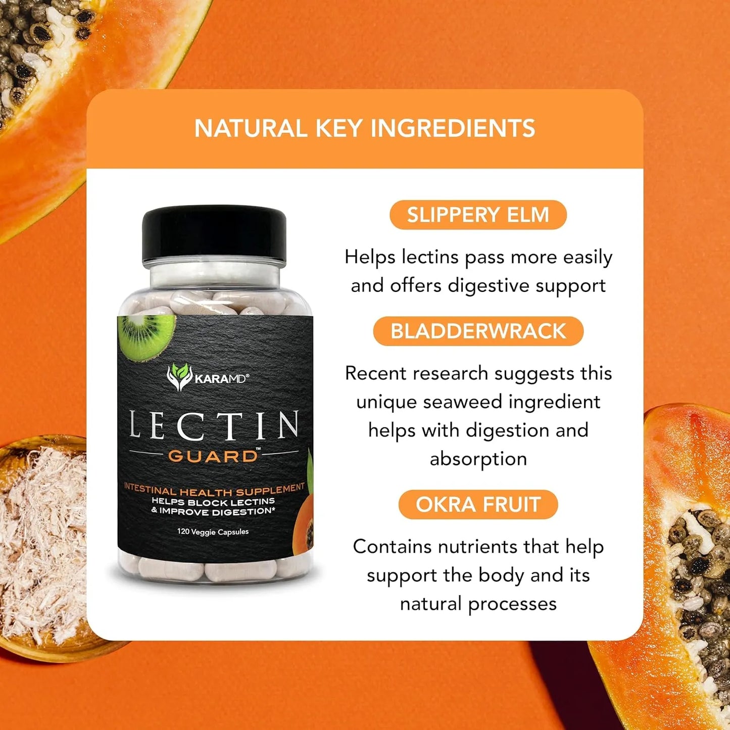 KaraMD Protector De Lectina Suplemento Digestivo 120 Capsulas Bloqueador Natural De Lectinas