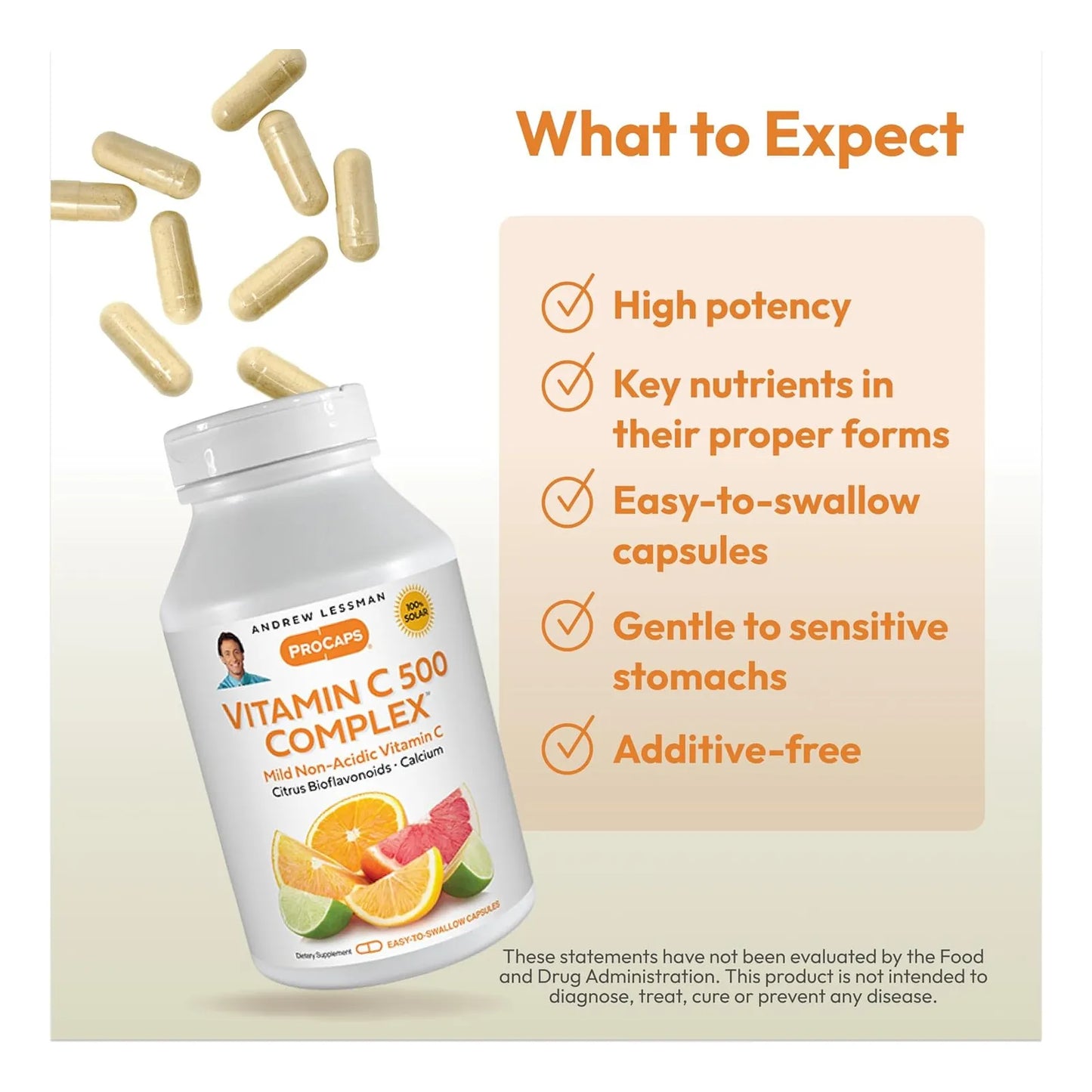 Vitamina C 500mg No Acida Con Bioflavonoides 360 Capsulas Andrew Lessman