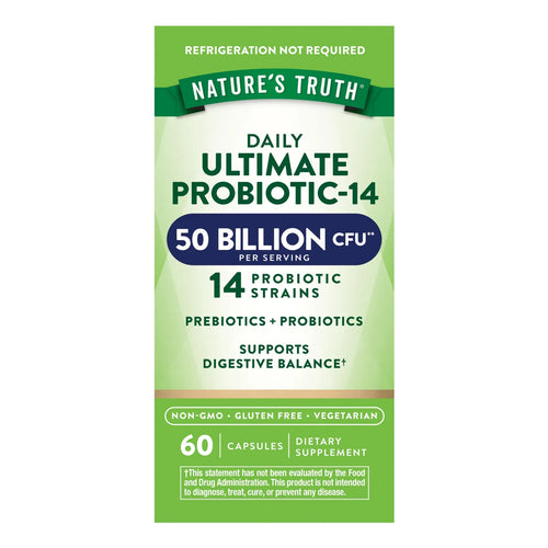 Natures Truth Probiótico 50 Mil Millones UFC Con Prebióticos 60 Cápsulas Salud Digestiva