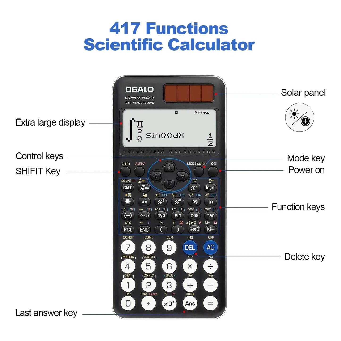 Calculadora Cientifica Osalo 417 Funciones Pantalla 2 Lineas Ideal Estudiantes