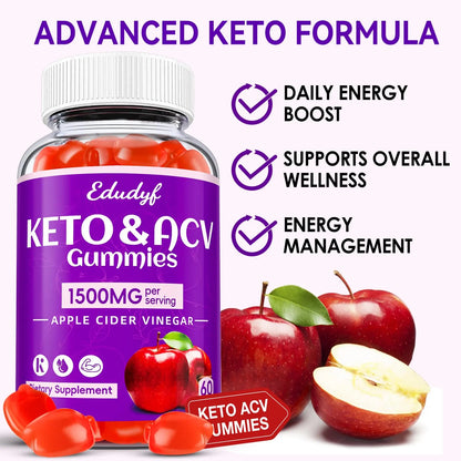 Gomitas Keto ACV Vinagre De Sidra De Manzana 1500 Mg Con Probióticos Y B12 Veganas