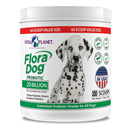 Probiótico En Polvo Para Perros 20 Mil Millones Cultivos 10 Cepas Flora Dog
