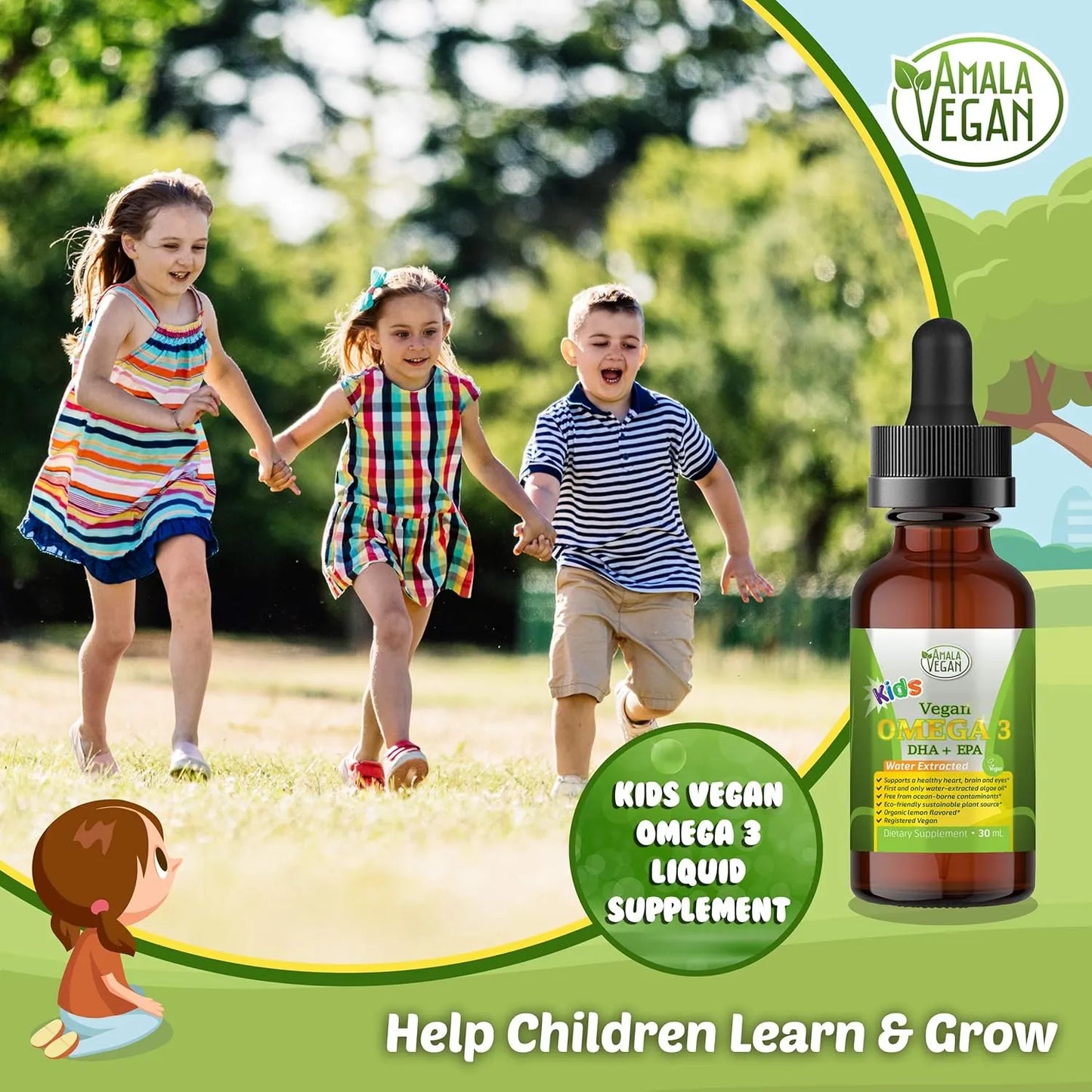 Aceite Omega 3 Limon Organico Niños Vegano DHA EPA Suplemento Liquido