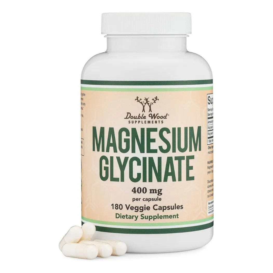 Glicinato De Magnesio 400mg Double Wood 180 Cápsulas Alta Absorción - Imagen 1