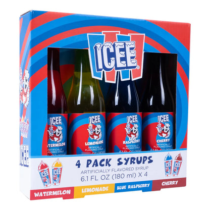Paquete De 4 Jarabes Granizados ICEE Sabores Sandía Limonada Frambuesa Azul Cereza