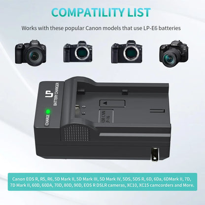 Cargador De Bateria Lp E6 Y E6n Compatible Con Canon Eos 90d 80d 70d 60d 7d 6d 5d R5 R6 Seguro Y Portatil