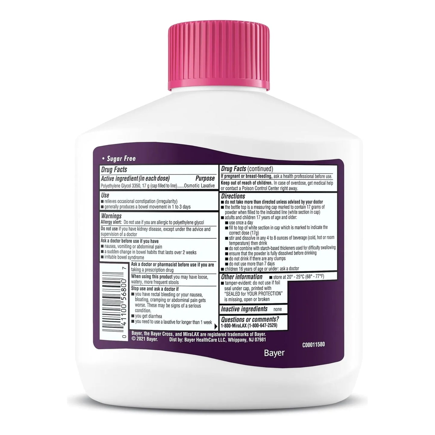 Laxante En Polvo MiraLAX 284g Alivio Natural Estreñimiento Sin Efectos Secundarios