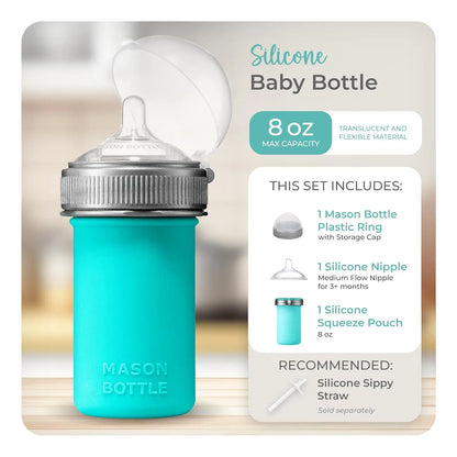 Biberón De Silicona Mason Bottle Pezón Similar Al Pecho Flujo Medio Sin BPA