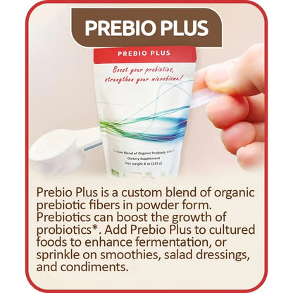 Prebio Plus Polvo Fibra Prebiótica Orgánica Mezcla Personalizada Suplemento Dietético 8 Oz
