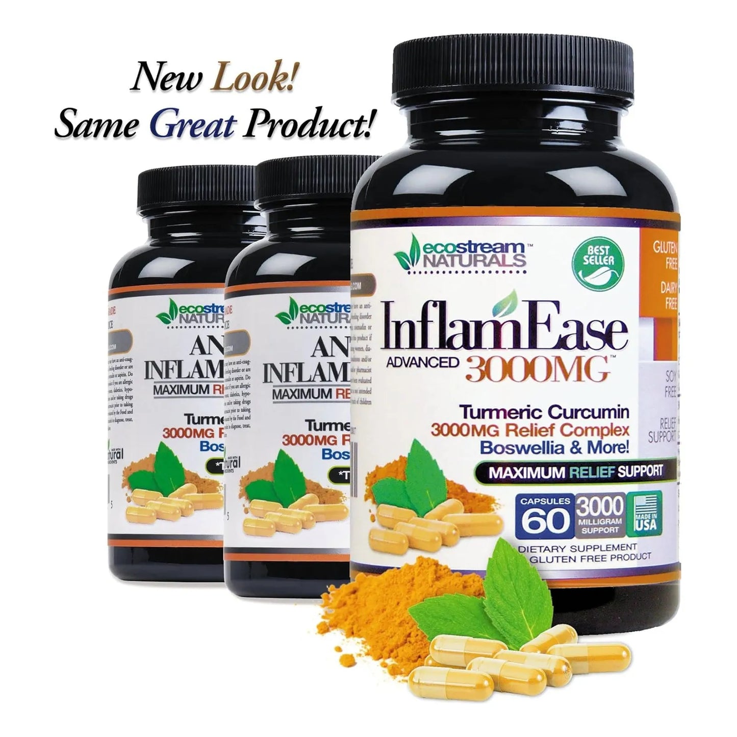 Capsulas InflamEase Alivio Inflamacion Diurno Nocturno 60 Vegano Sin Gluten