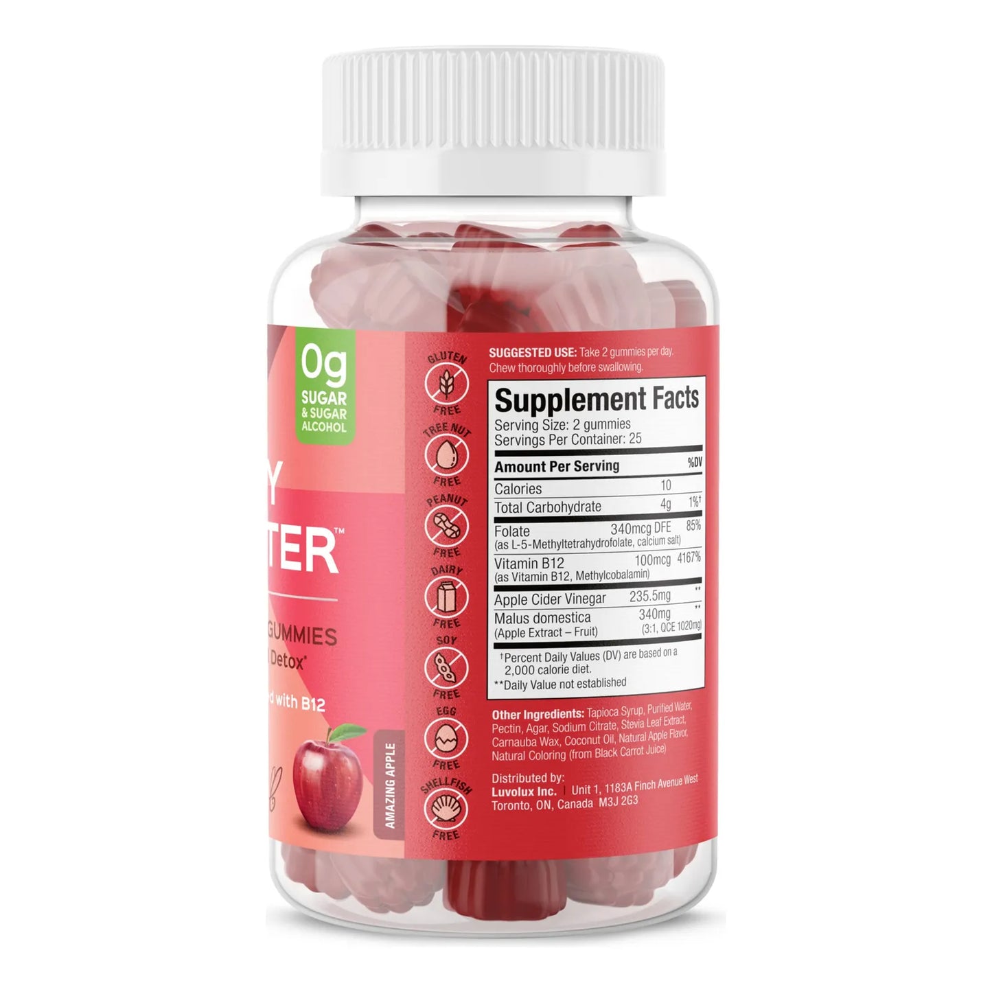 Gomitas De Vinagre De Sidra De Manzana B12 Metiladas Sabor Manzana 50 Unidades