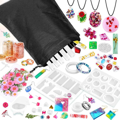 Kit Resina Epoxi Profesional 219 Piezas Con Moldes Y Accesorios Para Joyeria