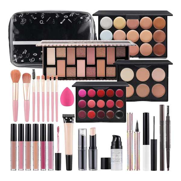 Kit Completo De Maquillaje 40 Sombras Labiales Y Brochas Regalo Ideal