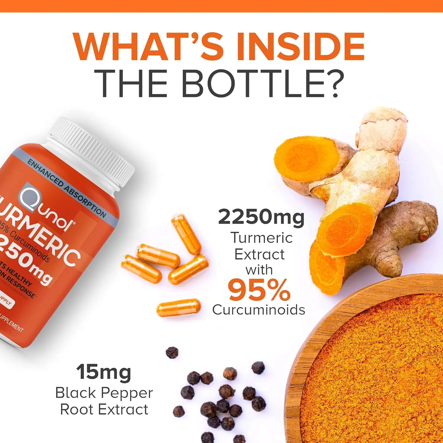 Curcumina De Cúrcuma Con Pimienta Negra 2250 Mg 95 Curcuminoides Absorción Mejorada