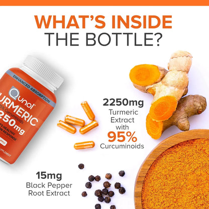 Curcumina De Cúrcuma Con Pimienta Negra 2250 Mg 95 Curcuminoides Absorción Mejorada