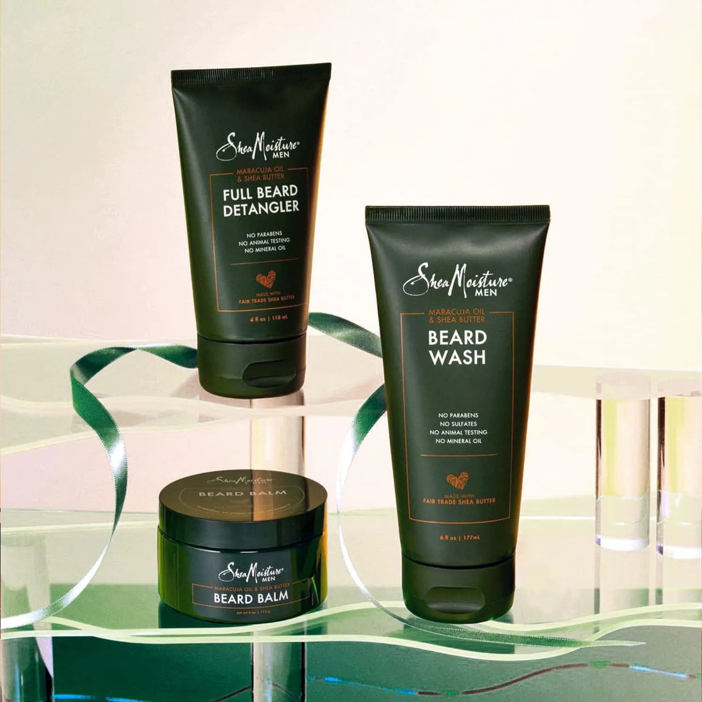Kit Completo Para Barba Shea Moisture Lavado Balsamo Aceite Y Acondicionador